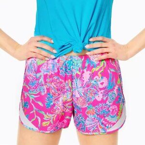 Lilly Pulitzer Luxletic Women Ocean Trail Pink Shorts Elastic Waist Pull on XXS